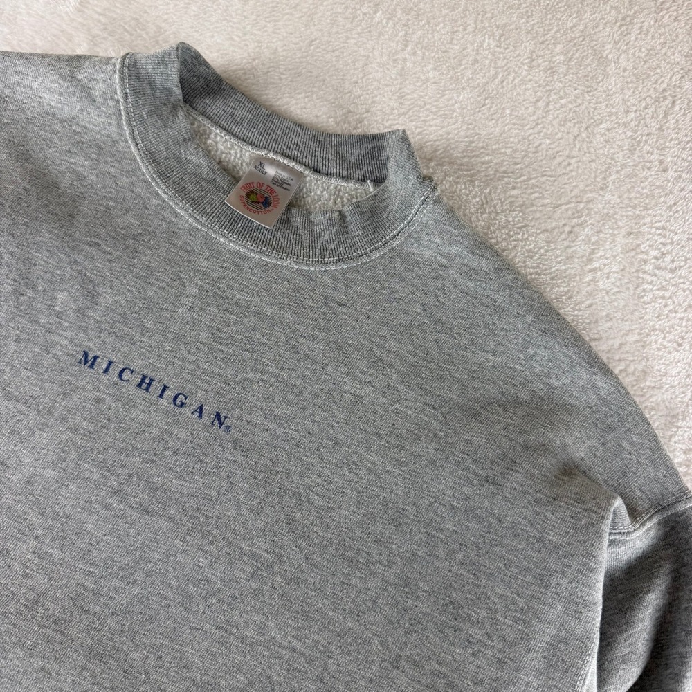 Michigan Fruit of the Loom Vintage Super Cotton Sweatshirt Gray Mens XL USA